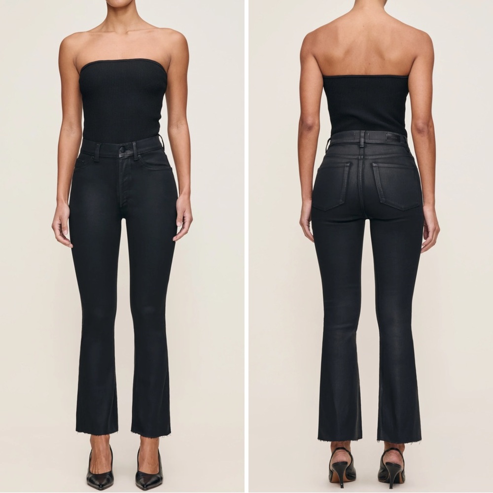 NWT DL1961 Bridget Boot Jeans Size 32 High‎ Rise Instasculpt Crop Black Coated